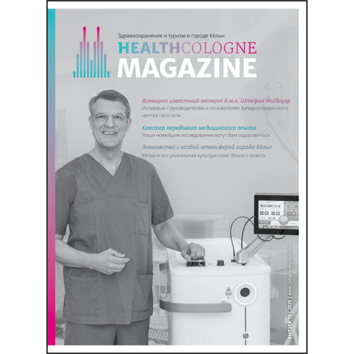 Auf dem Cover ist ein freundlich lächelnder Arzt zu sehen, der neben einem medizinischen Gerät steht.